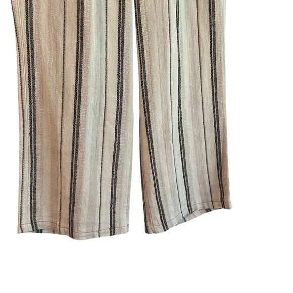 Rewash Brand Women's SZ S Linen Blend Pants Striped Beige Brown Straight Leg - Picture 4 of 8